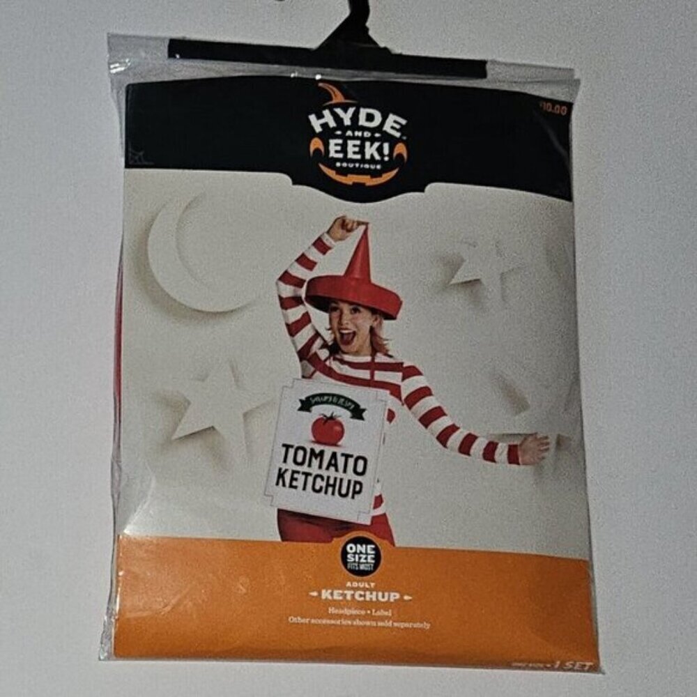 NEW Adult Ketchup Halloween Costume OSFM One Size Fits Most HEADPIECE LABEL ONLY